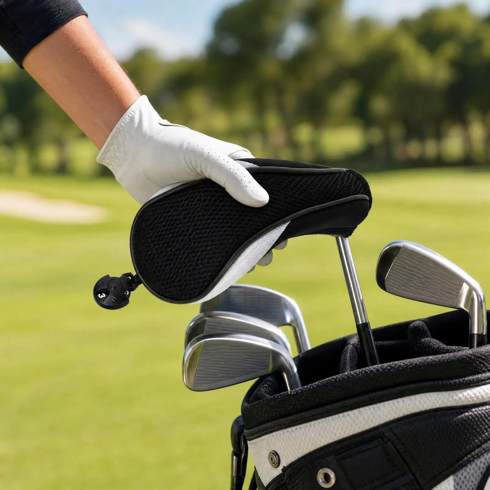 Mesh Golf Club Head Cover for Iron Wood Hybrid with Number Tag Protective Travel Golf Bag Accessory