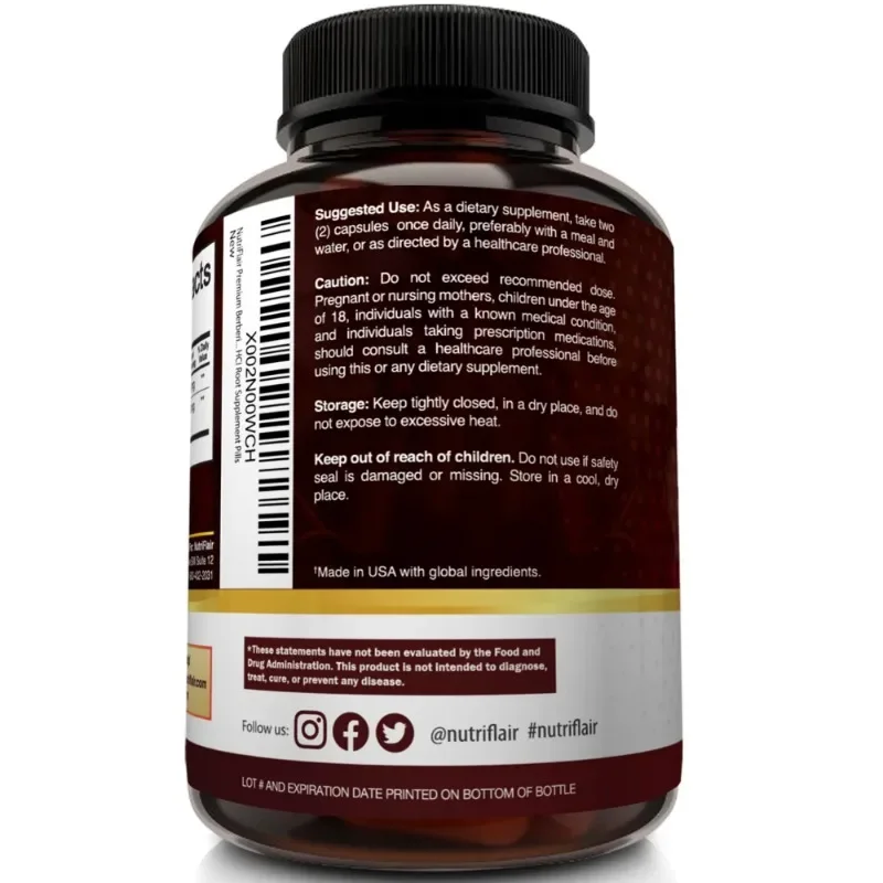 Premium Berberine HCl 1200mg- Ceylon Cinnamon Supplement - Supports Glucose Metabolism, Immune System, Healthy Weight Management