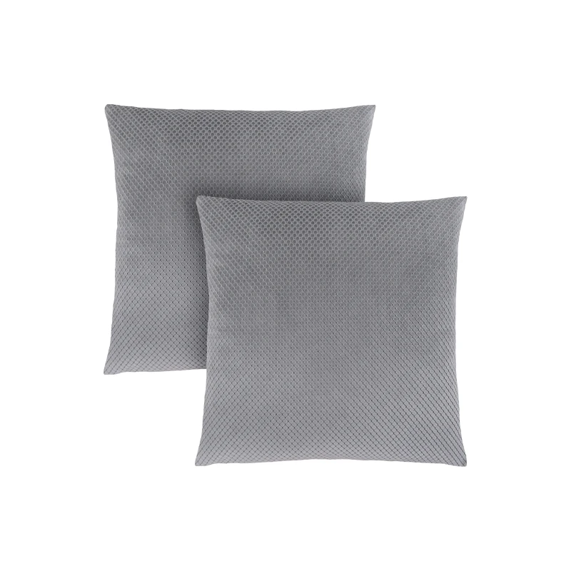 

Pillows, Set Of 2, 18 X 18 Square, Insert Included, Decorative Throw, Accent, Sofa, Couch, Bedroom, Grey Hypoallergenic Polyeste