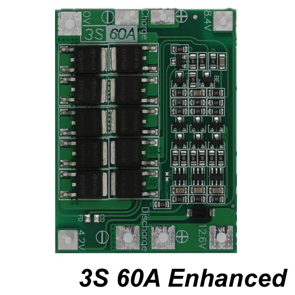 Защитная плата зарядного устройства литий-ионной батареи 3S 4S 40A 60A 18650 BMS для двигателя перфоратора 11,1 В 12,6 в/14,8 в 16,8 в с увеличителем баланса