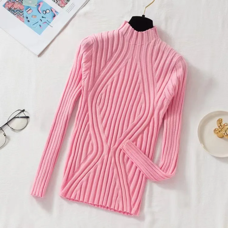 سترة علوية مخططة بقصة ضيقة للنساء سترة محبوكة غير رسمية للخريف والشتاء #4