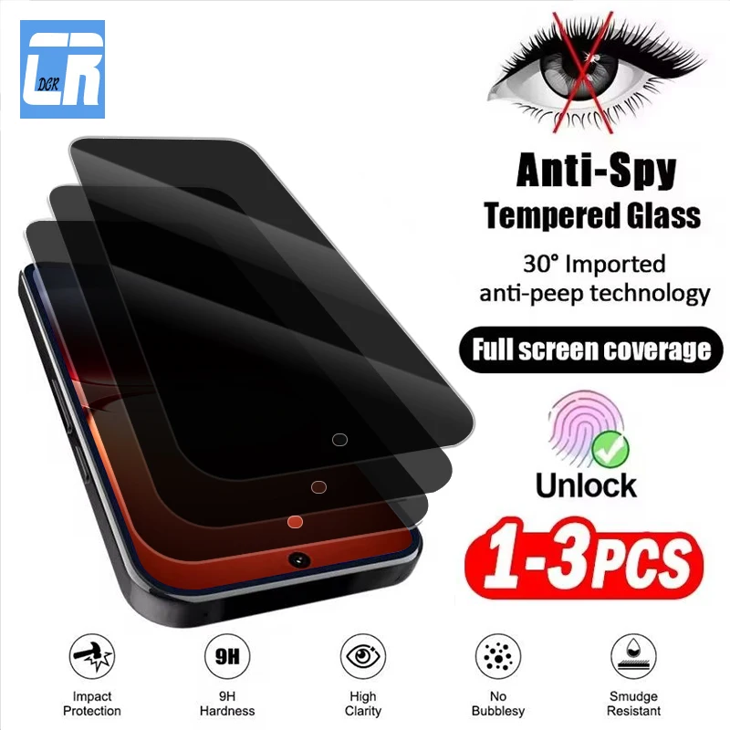 

1-3Piece Premium Privacy Screen Protector for Vivo iQOO 15 iQOO 13 Anti Spy Tempered Glass Protective Film Fingerprint Unlock