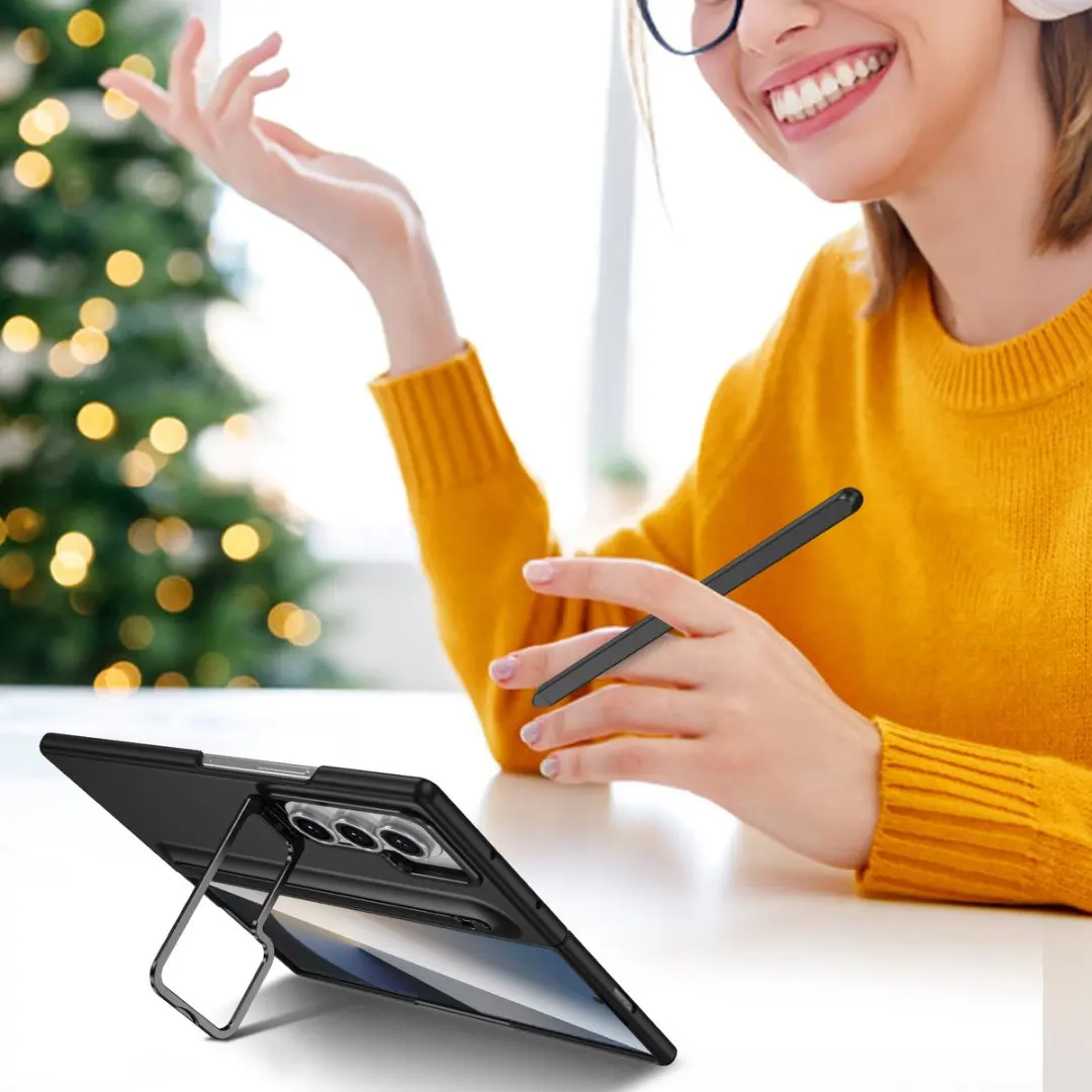 Etui na telefon Galaxy Fold5 S Pen z niewidoczną podpórką i wbudowaną osłoną ekranu do Samsung Fold6 Fold4 Fold3 Black — zdjęcie produktu 2