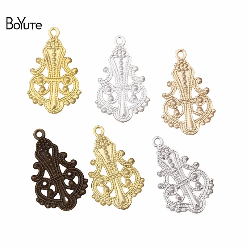 

BoYuTe (100 Pieces/Lot) 14*23MM Metal Brass Stamping Filigree Flower Findings Diy Hand Made Jewelry Materials