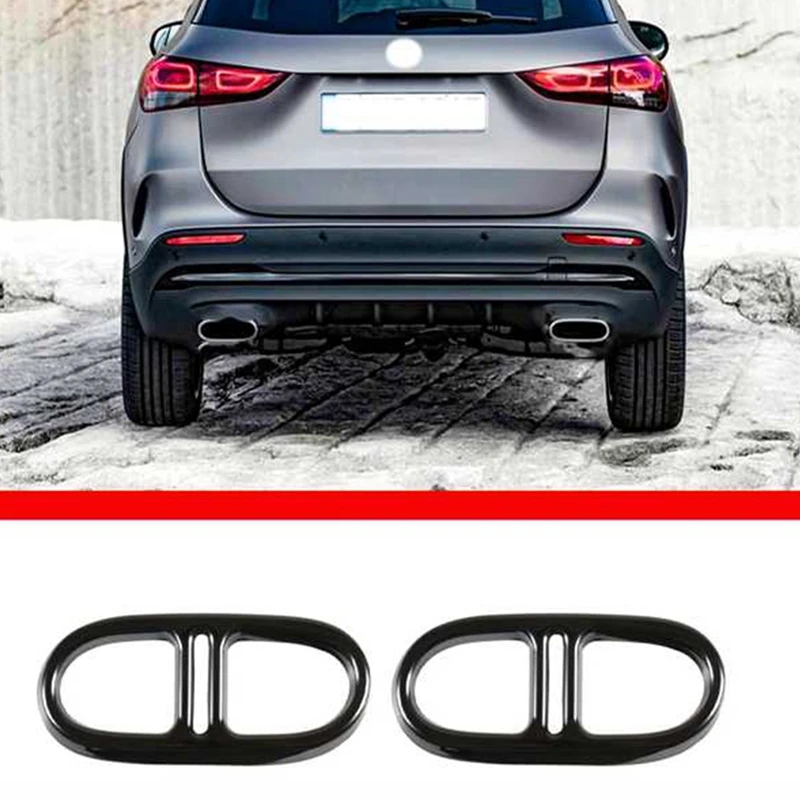 

Stainless Steel Car Rear Exhaust Tail Pipe Cover Trim For Mercedes-Benz GLA/GLB 2020-2021 Muffler Decoration Frame Accessories