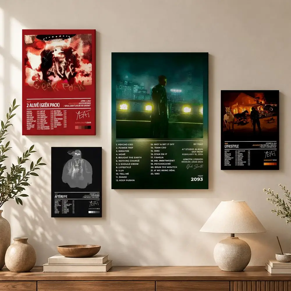 Music Singer Y-Yeat Album Cover Framed Wall Painting HD Wood Framed Canvas Poster Wall Art For Bedroom Living Room Home Decor