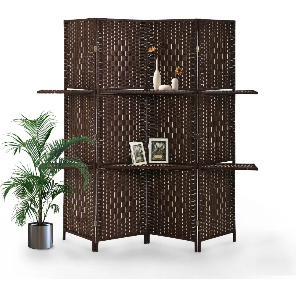 

Room Divider,4 Panels Folding Privacy Screen,Room Divider Wall with Removable Storage Shelves Freestanding Partition Dividers