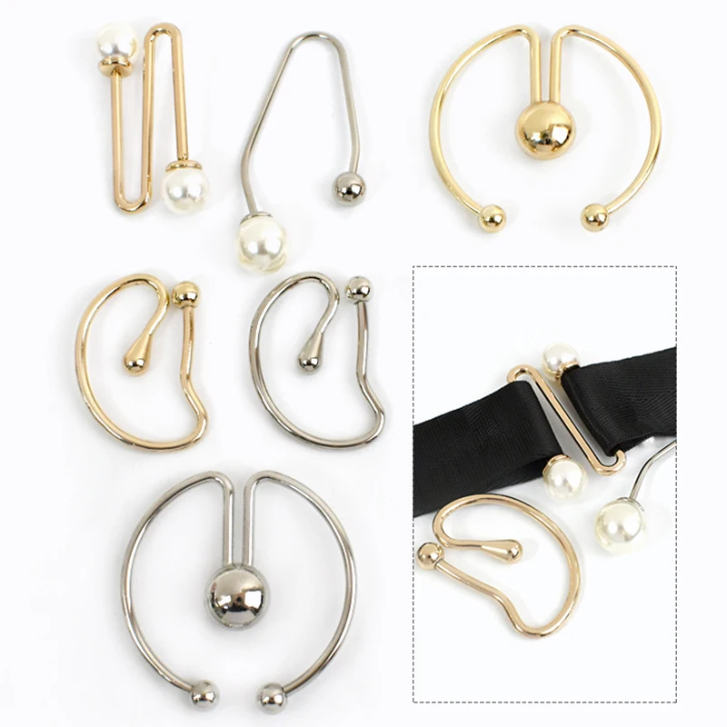 

Meetee 2/5/10P U-shaped Rings Metal Hook Bar Shoes Screw Decorative Ring Buckle Double-headed Detachable Irregular Spiral Button