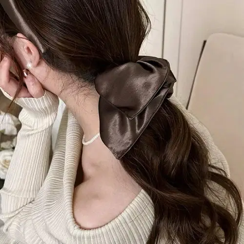 Imagen 2 del producto Coleteros cuadrados de seda satinada coreanos, bandas elegantes para el cabello de Color sólido, coleteros para mujeres y niñas, lazos para el cabello franceses, accesorios para el cabello