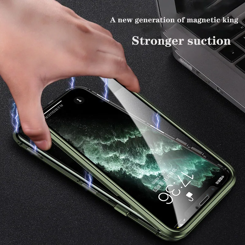 360 Metal Magnetic Case For iPhone 16 15 11 12 13 14 Pro Max Cases For iPhone X XR XS MAX 7 8 6 6S Plus SE 2020 Cover Coque