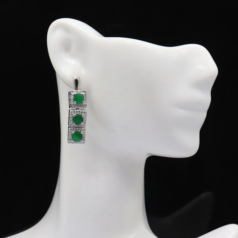 Buy 3 Get 1 Free 31x8mm Lovely Cute Green Emerald Fire Rainbow Mystic Topaz White CZ Daily Wear Females Silver Stud Earrings