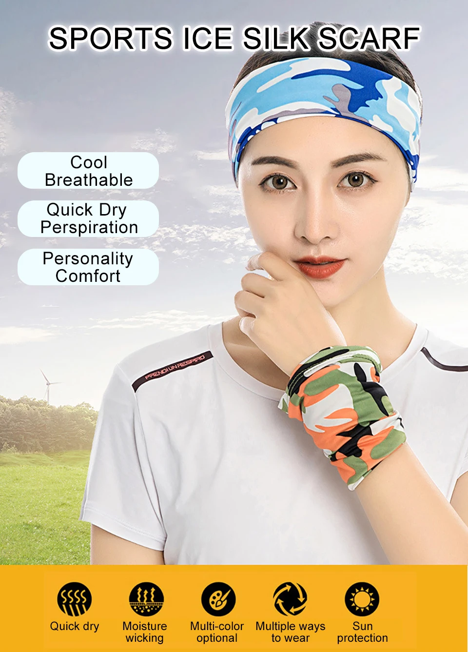 GTUBIKE Eisseiden-Bandana, atmungsaktiver UV-Schutz, Wandern, Gesichtsmaske, Outdoor-Sport, Sonnenschutz, Angeln, Gesichtsbedeckung, Schal – Detail 28