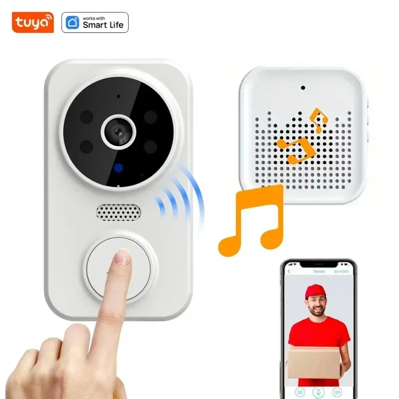 

Видео дверной звонок Tuya, домашний Wi-Fi, беспроводной дверной звонок, перезаряжаемая батарея, цветная камера ночного видения, звонок, визуальный дверной звонок