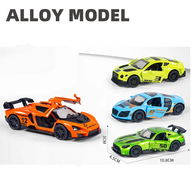 Modèle de voiture de course de simulation en alliage 1: 43, jouets de voiture de supercar, cadeaux de jouets pour enfants, vente en gros