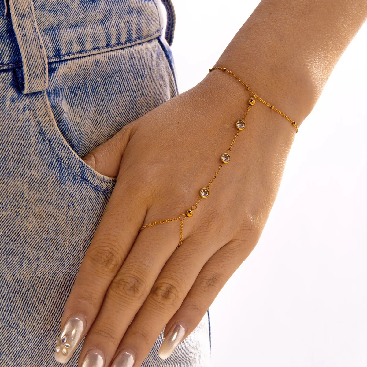 Minimalistische runde Zirkon-Fingerarmbänder aus Edelstahl für Damen und Herren, geometrischer ovaler Kristall-Blumenring, Armreif, Hochzeitsschmuck – Detail 15