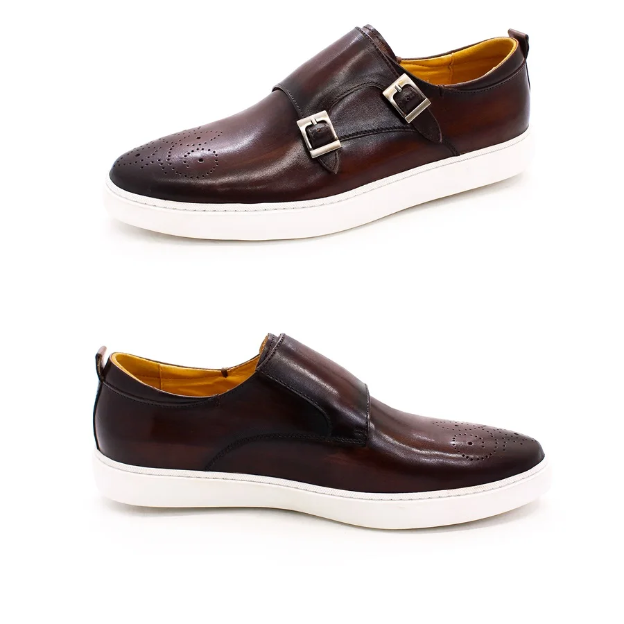 Chaussures en cuir faites à la main pour hommes, chaussures décontractées classiques, chaussures plates confortables, haut de gamme, à la mode, rendez-vous, fête