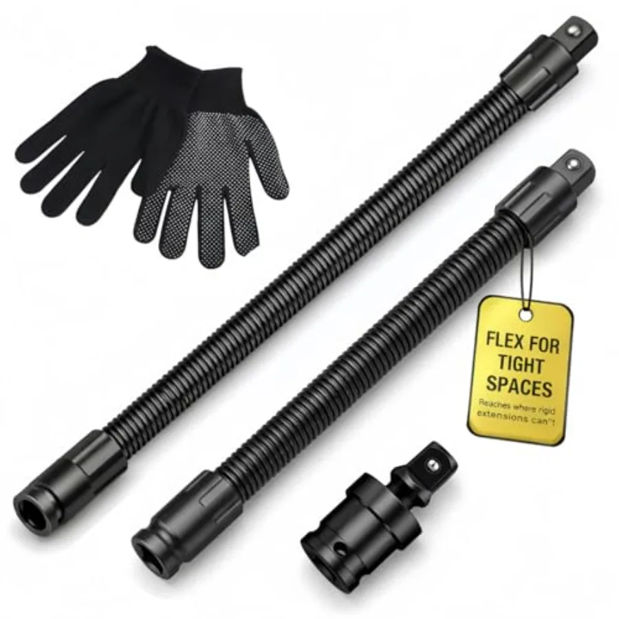 

Flexible Socket Extension 1/2 Shaft Impact Offset Wrench Extender Tools Flex Head Ratchet Drill Bit 90 Degree Organizer Drive S