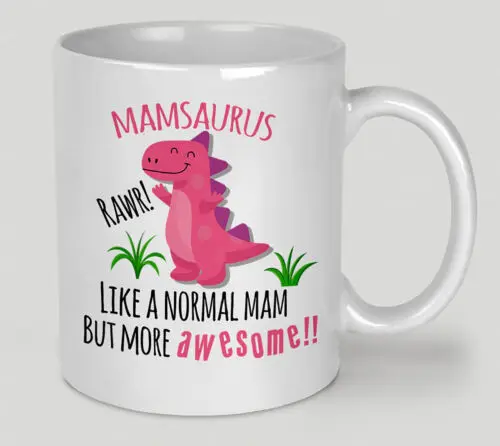 Mamsaurus Dinosaur Mug Funny Mam Cup Novelty Dino Perfect for Birthday Christmas