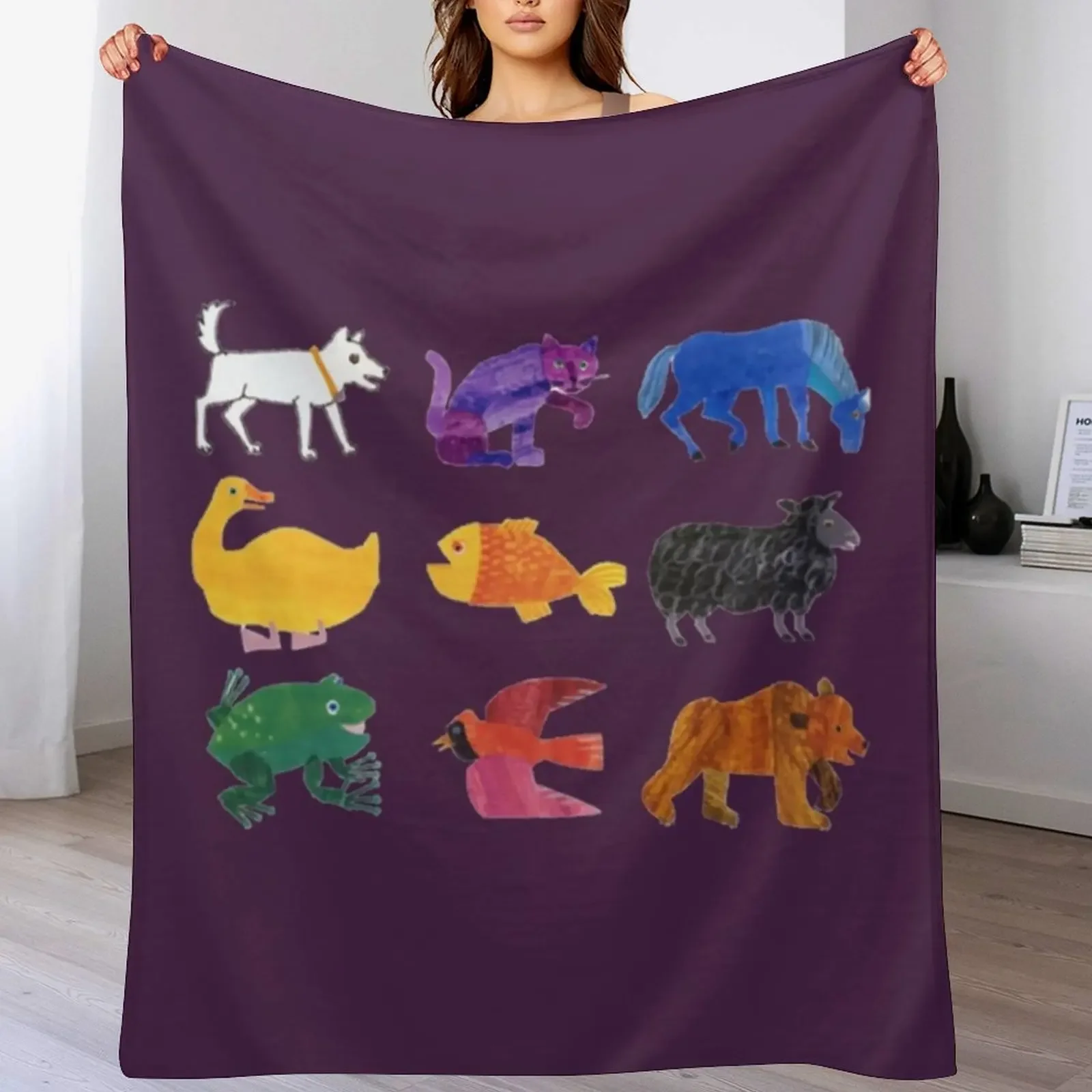 

Eric Carle Animals \t Throw Blanket Flannels Thins funny gift Single Blankets