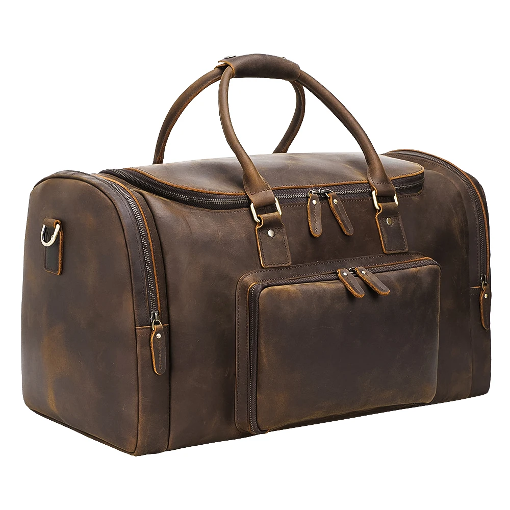 Manufacture Large Capacity Vintage Style Real Weekender Bag Duffel Bag For Man Cowhide Genuine Leather Travel Bag