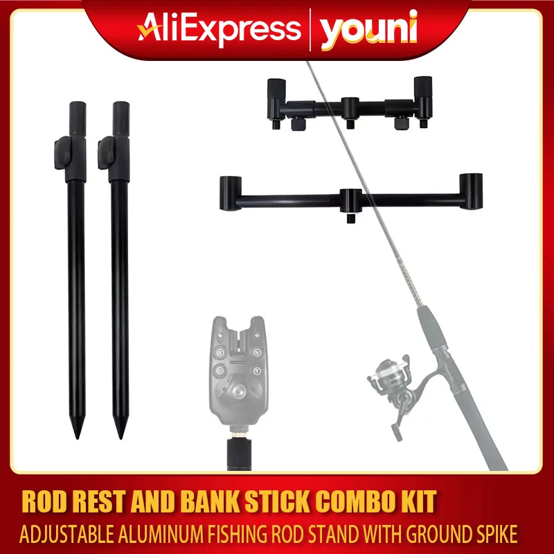 

Регулируемый алюминиевый держатель удочки — прочная горизонтальная/вертикальная подставка с нескользящими резиновыми ручками, совместимость с Freshwat