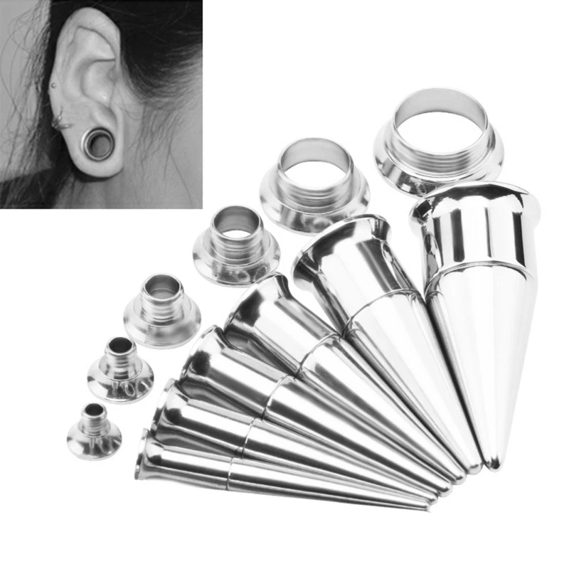 6 Pieces 3-10mm Ear Stretching Tunnels Body Piercing Jewelry Set for Women