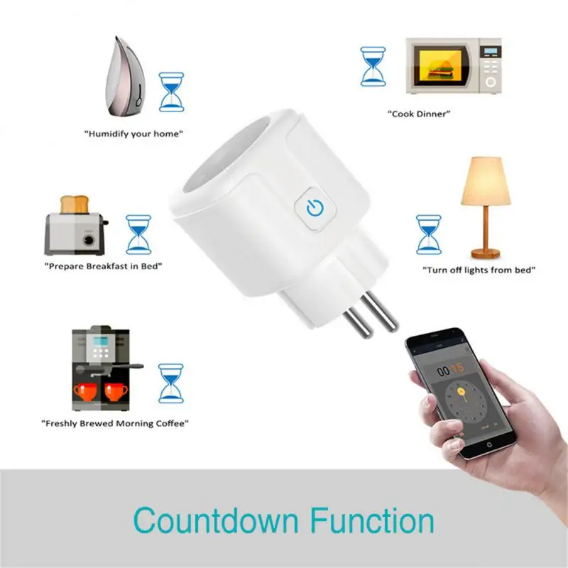 16A Tuya WiFi EU Smart Plug Presa Monitor di alimentazione Presa wireless Temporizzatore remoto Controllo elettrico per Google Home Alexa Alice