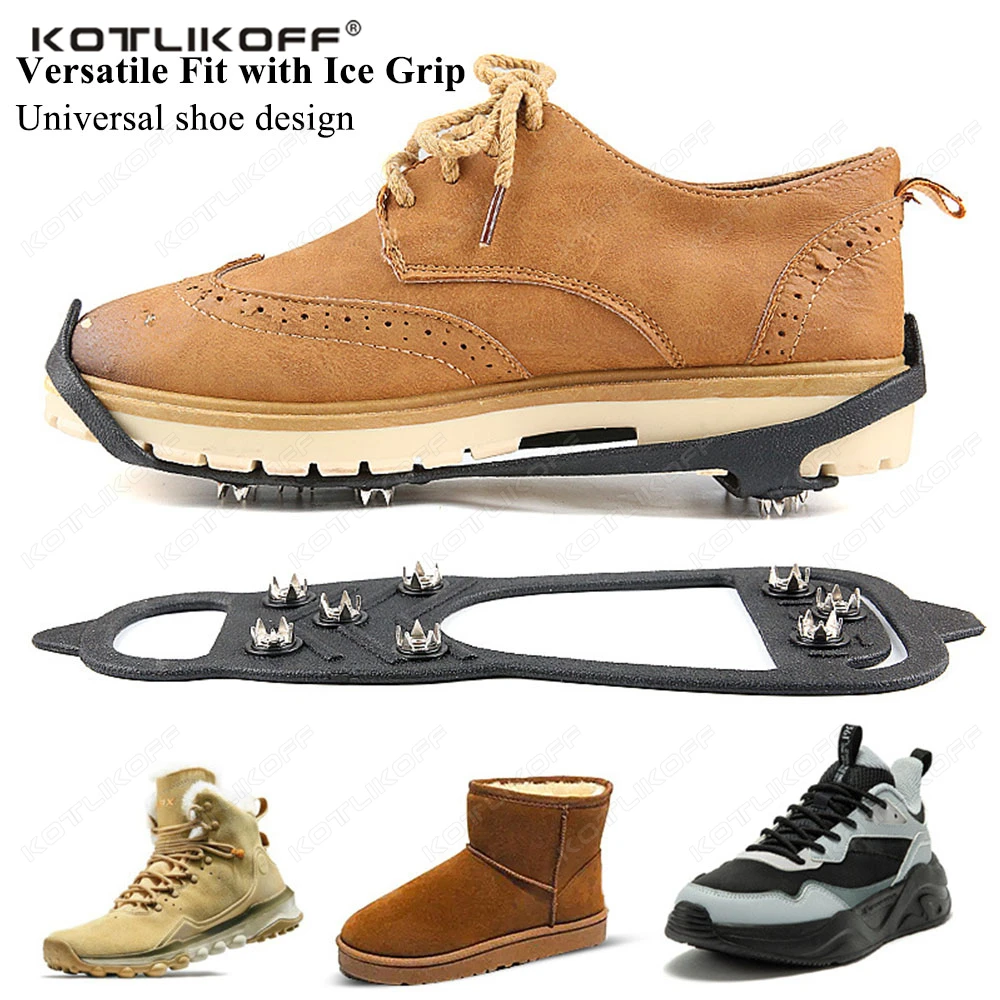 

Шипы для обуви KOTLIKOFF, 8 зубцов, для льда и снега, противоскользящие, для походов, зимних прогулок, альпинизма