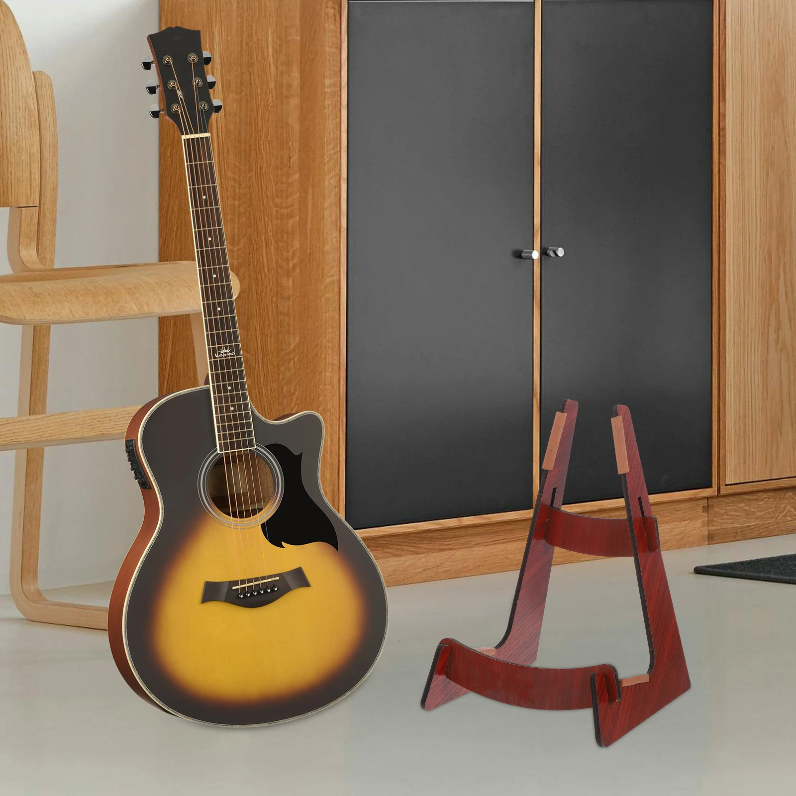 

Guitar Stand Foldable Instrument Rack Acoustic Bass Wood Portable Support Display Holder Stable Performance Guitar Accessories