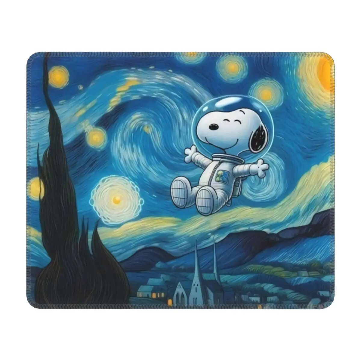 Custom S-Snoopys The Starry Night Mouse Pad Anti-Slip Rubber Base Gamer Mousepad Accessories Office Computer PC Mat