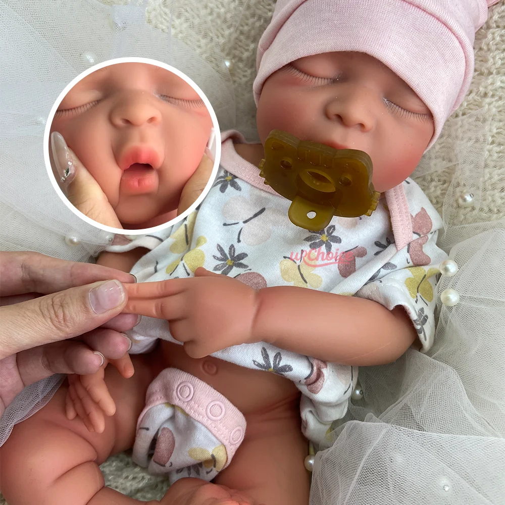 ตุ๊กตาเด็กทารกเหมือนจริงขนาด 17 นิ้ว ทำจากซิลิโคน เปิดปากได้ ตุ๊กตาเด็กผู้หญิงเหมือนจริง ตุ๊กตาทารกแรกเกิดเหมือนจริง น่ารัก เหมาะสำหรับสะสม