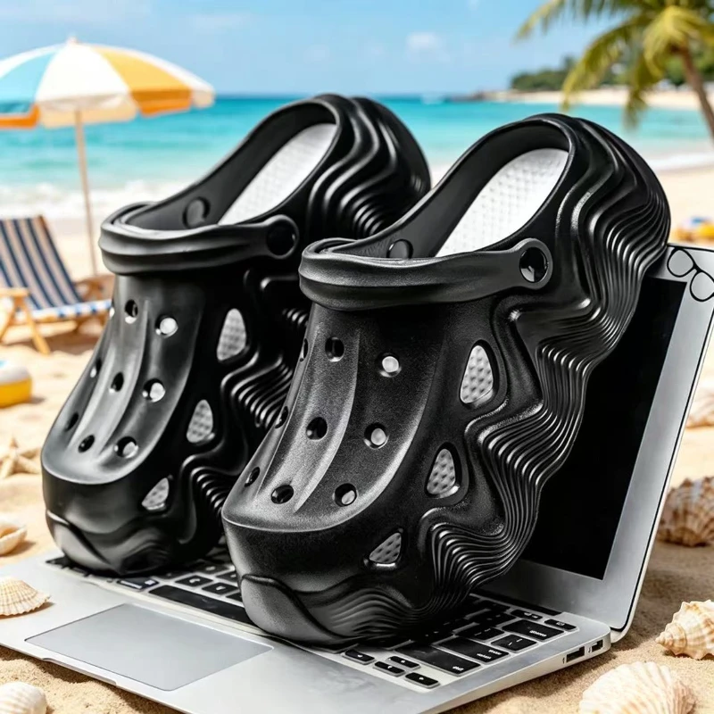 

Thick Bottom Sandals Men Women Black White Slippers Outdoor Fashion Pearl Luxurious Diamond DIY Garden Sandals Clogs Water Shoes
