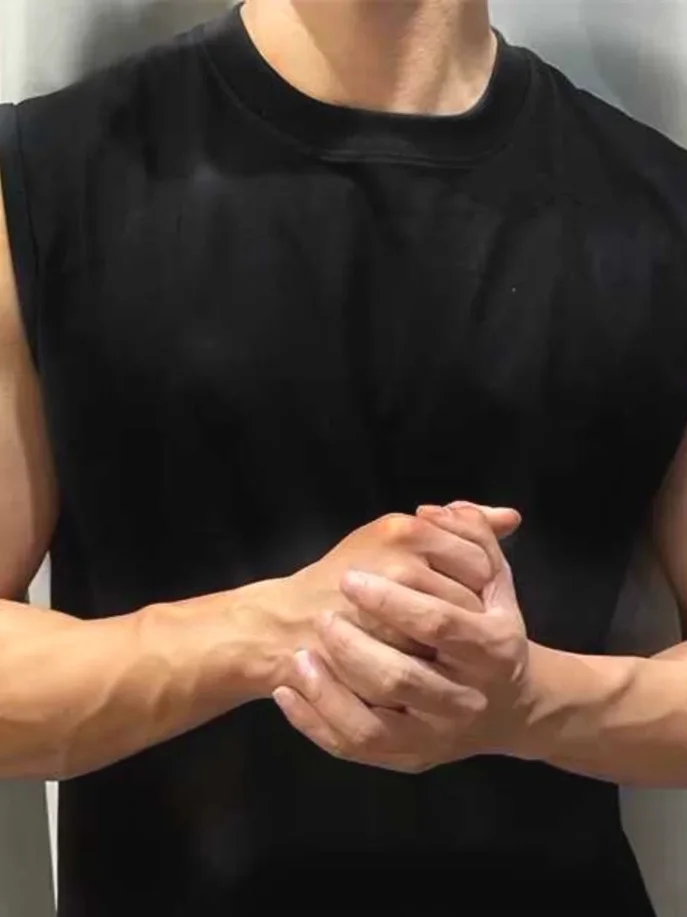 Men's Fitn round Ne Svel T-irt Sports Training Running Crossbar oulder Young Sle Breathable Summer Trendy Top