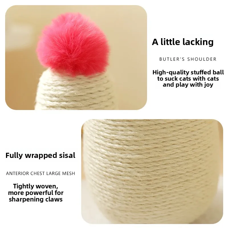 عمود خدش القطط النهائي - ألياف السيزال الطبيعية الملفوفة بالقنب وخالية من الشقوق، تصميم قوي يرضي الغريزة #3