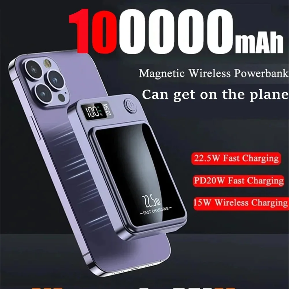 เสี่ยวมี่ 100000 Mah Magnetic Wireless Power Bank 22.5w แบบพกพา Type C Mini Power Bank สําหรับ Iphone Samsung Huawei Fast Charging