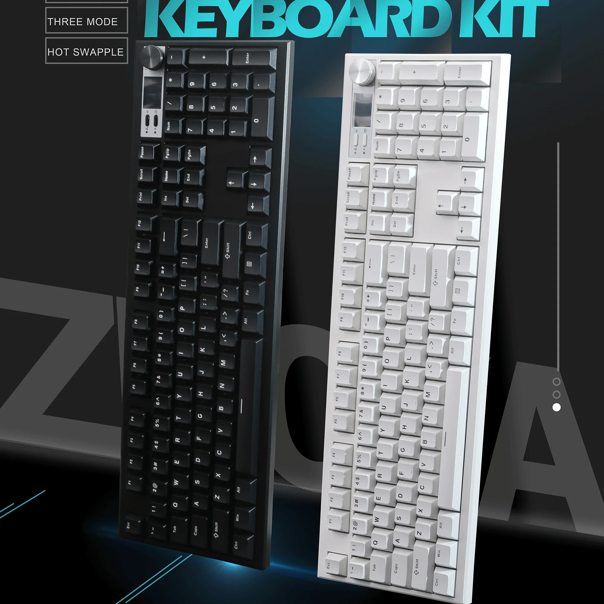 GMK104 DIY Hot Swappable Mechanical Keyboard Kit with Knob Gamer Keyboard RGB Backlight With screen 3mode Connection Support VIA