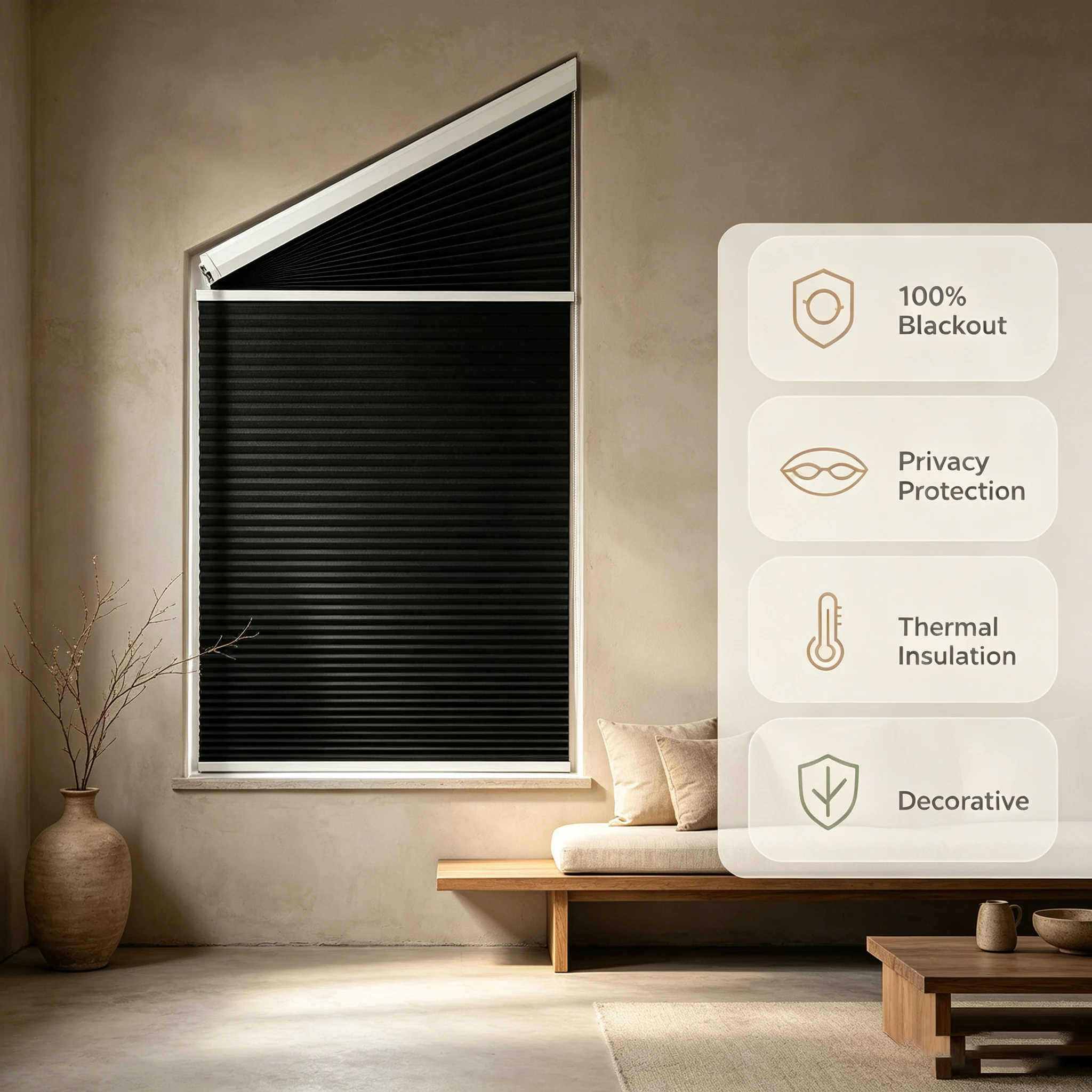 Custom Trapezoid Electric Honeycomb Blinds Full Blackout Pleated Triangle Roller Curtain for Bedroom Living Room Customized Size