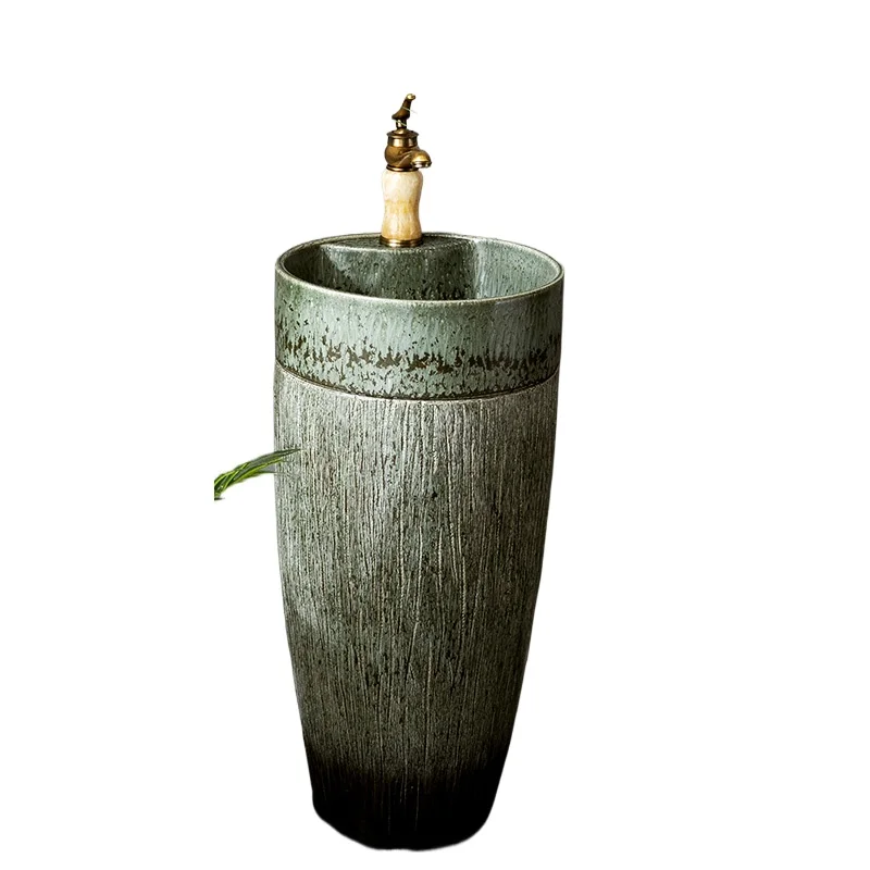 

Simple hotel hand washing integrated column type face washing floor bathroom balcony household pillar basin