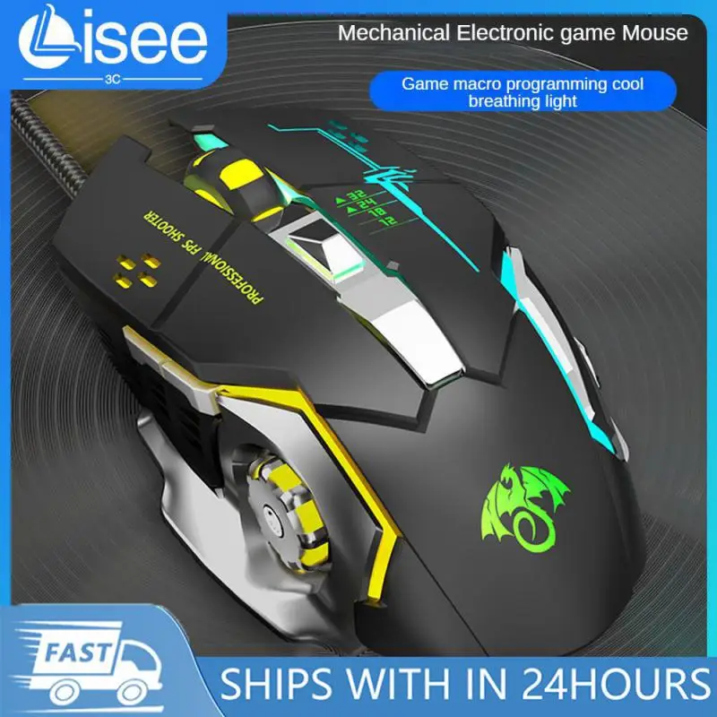 Programming Gaming Mice X6 Silent Click 7-color Breath Light Stable Bottom Plate Ergonomic For Desktop Laptop Wired Mouse