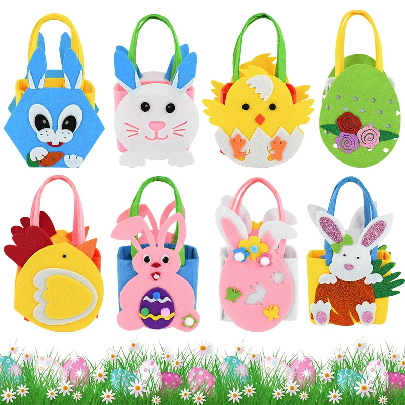 Easter Felt Egg Basket Chicken Rabbit Cookie Candy Gift Storage Bags Kids Favors 2025 Happy Easter Party Decoration Supplies