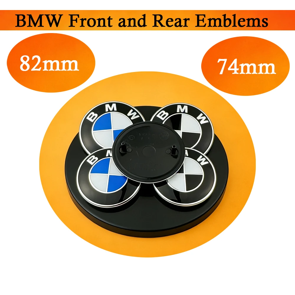 2 emblèmes 3D pour coffre avant et arrière de voiture, 74 mm et 82 mm, accessoires pour BMW E30 E36 E39 E46 E60 E90 G20 G30 X1 X3 X5 M