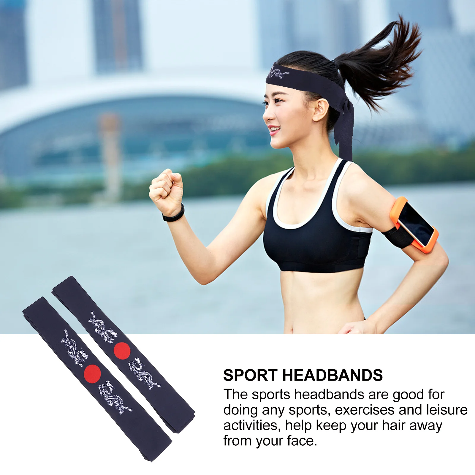 

2pcs Headband Japanese Karate Sports Running Sweat Absorbing Cotton Head Wraps for Gym Face Washing Exercise Hair