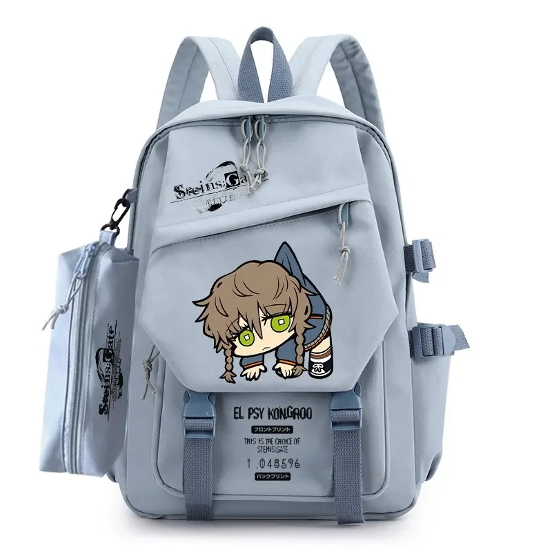 30×43×14cm Blue, Steins;Gate, Anime, Kids Teens School Bags Large Capacity Mochila Gift, Backpacks, Girls Boys