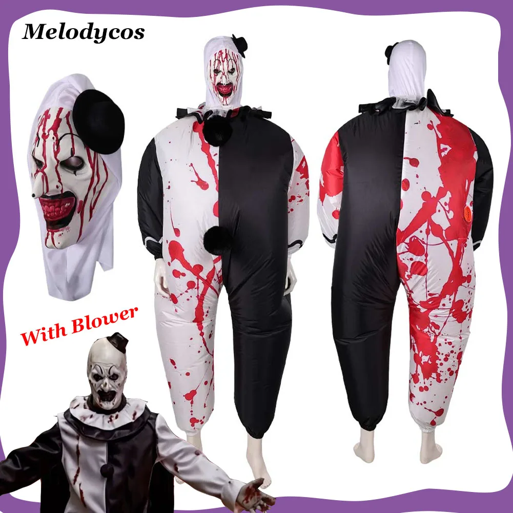 

Horror Movie Terrifier Cosplay Inflatable Costume for Adult Clown Disguise Jumpsuit Mask Halloween Carnival Party Suit Men Male