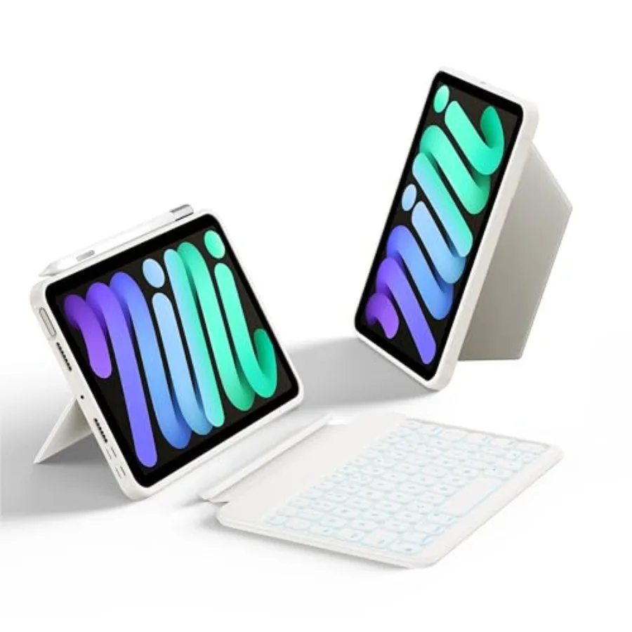 

Keyboard Case for iPad mini 7/6: 156 adjustable stand detachable full protective case 11 shortcut keys 7-color backlight silico