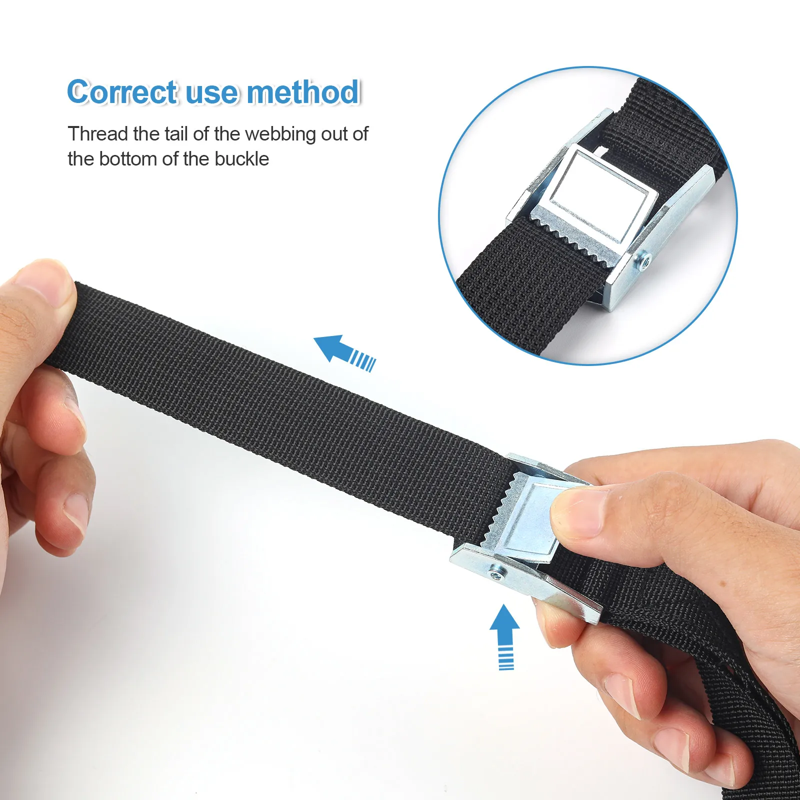 6Pcs 2.5m Lashing Straps Cam Buckle Nylon Quick Release Cargo Tie Down Car Roof Rack Luggage Kayak Carrier Moving Canoe Hammock