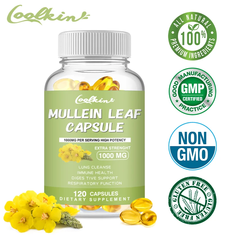 

Mullein Capsules - Lung Cleanse, Antioxidant, Promotes Healthy Respiratory Function, Improves Digestion, Boosts Immunity,Non-GMO