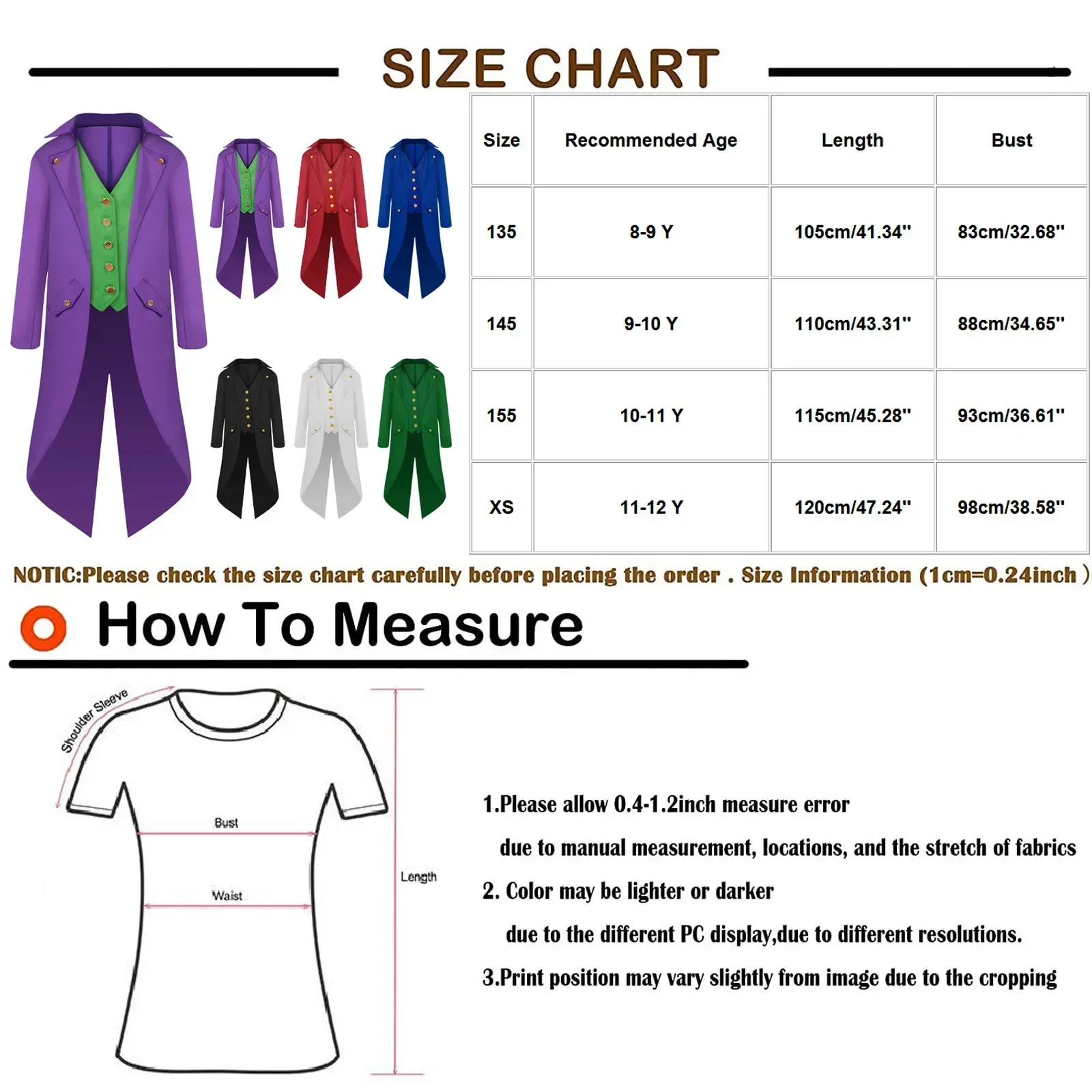 Boy's Retro Tailcoat Suit Jacket Gothic Steampunk Long Jacket Victorian Frock Coat Cosplay Male Single Breasted Swallow Uniform