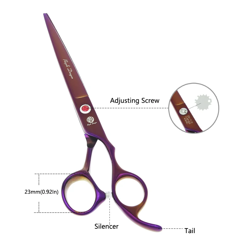 7 inch Purple Dragon Pet Scissors Grooming Tool Set Dog Hair Curved Shears Puppy Hair Cutting Thinning Shears Supplies B0022B