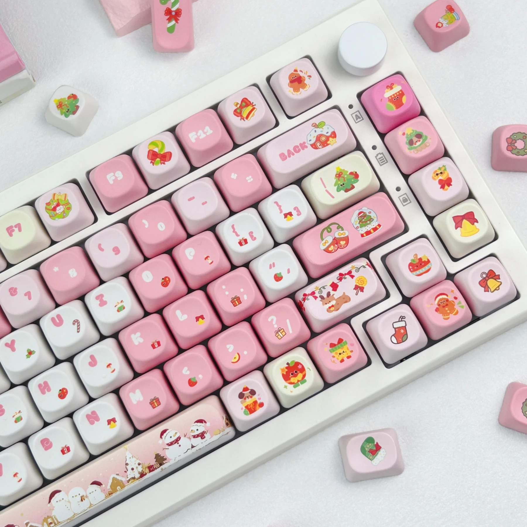 MAIMOOO Pink Christmas Keycap MOA Cherry Profile PBT Custom Korean Russian Thai Cute Keycaps for Mechanical Keyboard Xmas Gifts - view 5
